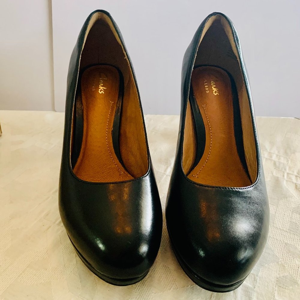 Clarks Delsie Bliss Pumps, Black Leather, 7.5